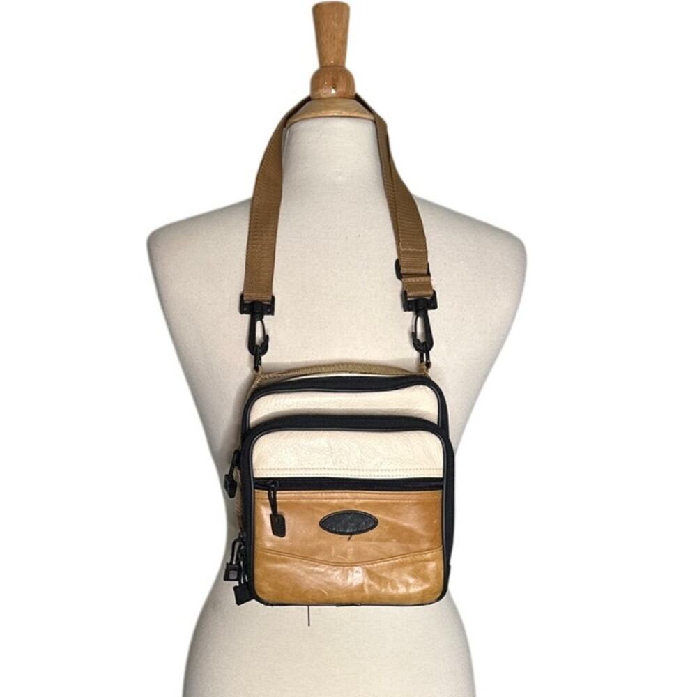 Vintage Crossbody Bag CD Player Storage Black Brown Zipper Pockets Camera Travel